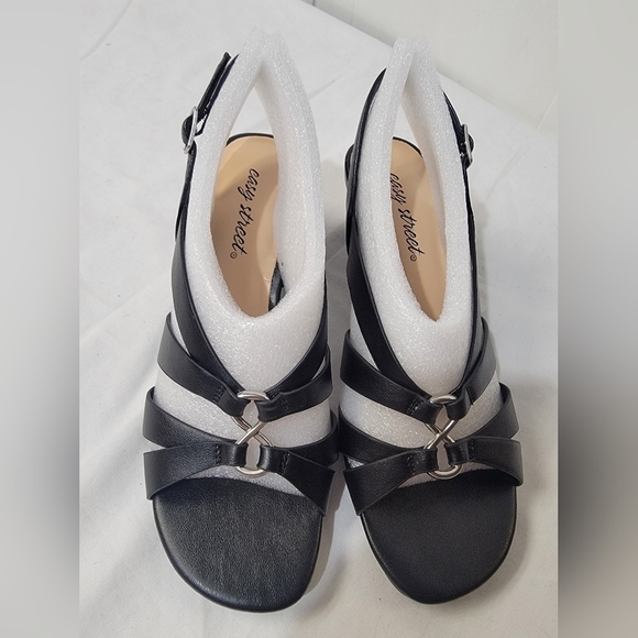 Easy Street Zazie Strappy Black Women's Sandals Womens Size 6 Wide - Picture 8 of 10